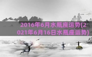 2016年6月水瓶座运势(2021年6月16日水瓶座运势)