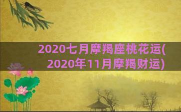 2020七月摩羯座桃花运(2020年11月摩羯财运)