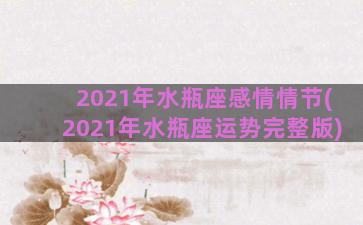 2021年水瓶座感情情节(2021年水瓶座运势完整版)