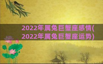 2022年属兔巨蟹座感情(2022年属兔巨蟹座运势)