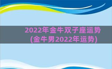 2022年金牛双子座运势(金牛男2022年运势)