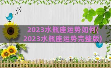 2023水瓶座运势如何(2023水瓶座运势完整版)