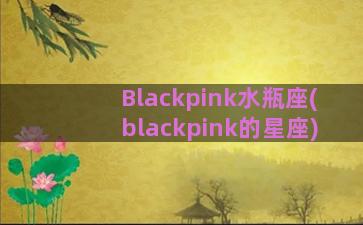 Blackpink水瓶座(blackpink的星座)