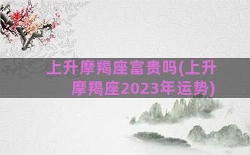 上升摩羯座富贵吗(上升摩羯座2023年运势)