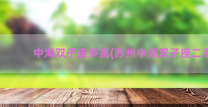 中海双子座多高(苏州中海双子座二手房)