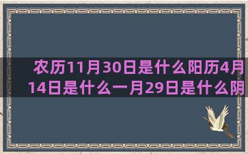 农历11月30日是什么阳历4月14日是什么一月29日是什么阴历腊月二十六是什么十月6号是什么农历四月26是什么阳历2月6号是什么八月30号是什么12月份生日是什