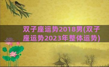 双子座运势2018男(双子座运势2023年整体运势)