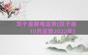 双子座静电运势(双子座10月运势2022年)