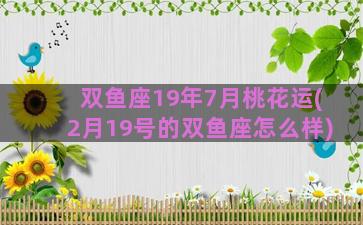 双鱼座19年7月桃花运(2月19号的双鱼座怎么样)