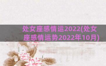 处女座感情运2022(处女座感情运势2022年10月)