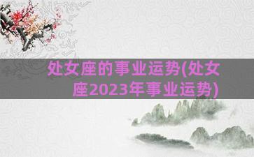 处女座的事业运势(处女座2023年事业运势)