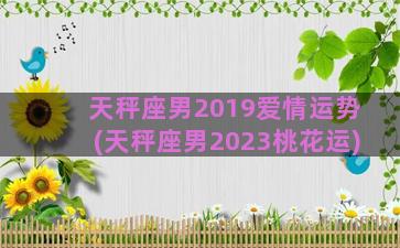 天秤座男2019爱情运势(天秤座男2023桃花运)