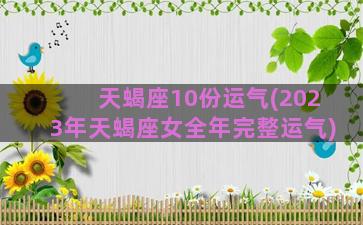 天蝎座10份运气(2023年天蝎座女全年完整运气)