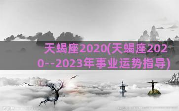 天蝎座2020(天蝎座2020--2023年事业运势指导)