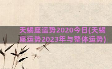 天蝎座运势2020今日(天蝎座运势2023年与整体运势)