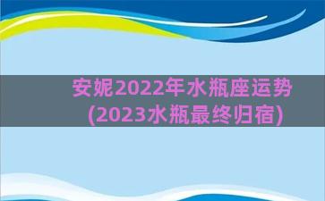 安妮2022年水瓶座运势(2023水瓶最终归宿)