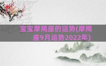 宝宝摩羯座的运势(摩羯座9月运势2022年)