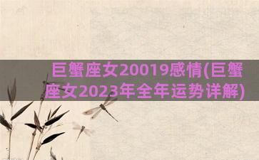 巨蟹座女20019感情(巨蟹座女2023年全年运势详解)