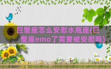 巨蟹座怎么安慰水瓶座(巨蟹座emo了需要被安慰吗)