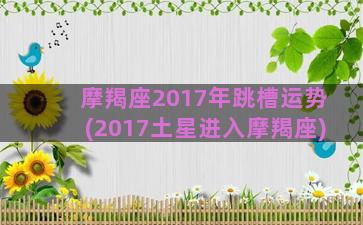 摩羯座2017年跳槽运势(2017土星进入摩羯座)