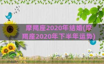 摩羯座2020年结婚(摩羯座2020年下半年运势)