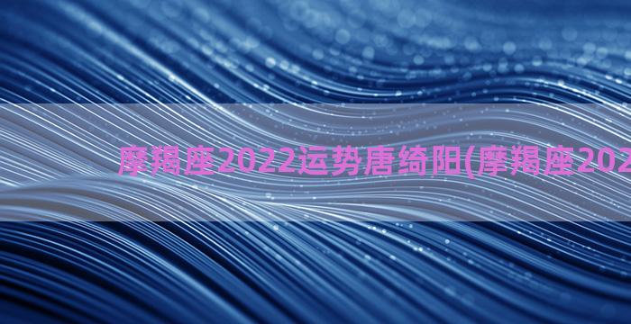 摩羯座2022运势唐绮阳(摩羯座2022运程)