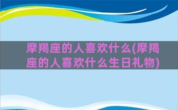 摩羯座的人喜欢什么(摩羯座的人喜欢什么生日礼物)