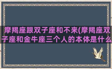 摩羯座跟双子座和不来(摩羯座双子座和金牛座三个人的本体是什么样子的)