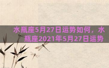 水瓶座5月27日运势如何，水瓶座2021年5月27日运势