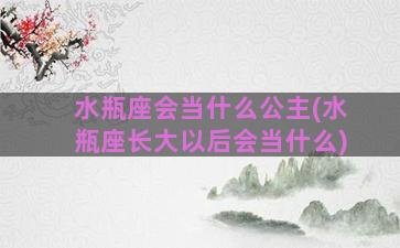 水瓶座会当什么公主(水瓶座长大以后会当什么)