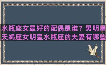 水瓶座女最好的配偶是谁？男明星天蝎座女明星水瓶座的夫妻有哪些