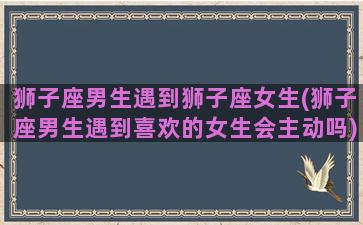 狮子座男生遇到狮子座女生(狮子座男生遇到喜欢的女生会主动吗)