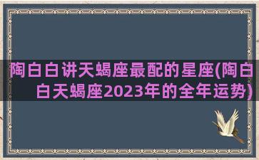 陶白白讲天蝎座最配的星座(陶白白天蝎座2023年的全年运势)